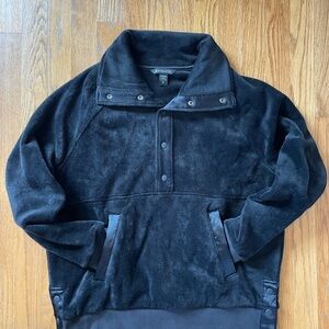 Athleta Charcoal Cozy Snap Sherpa Fleece Top